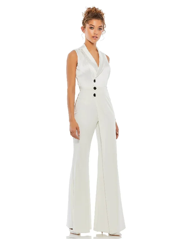Final Clearance summer floral dressAsymmetrical Sleeveless Faux Tuxedo Jumpsuit