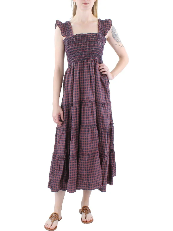 Fantastic Deals evening dressCalypso Womens Cotton Plaid Midi Dress