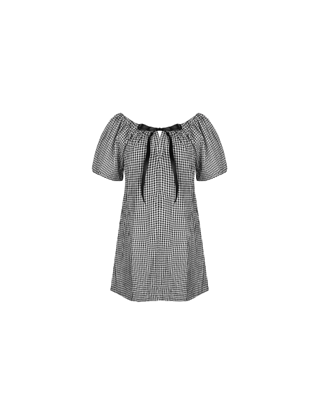 Discount Extravaganza FLORY MINI DRESS BLACK GINGHAM
