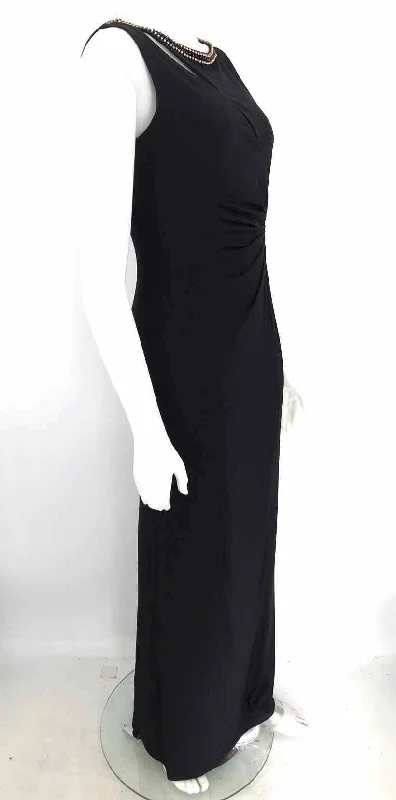 TAHARI Black Clear Rhinestone Maxi Length Size 4  (S) Dress