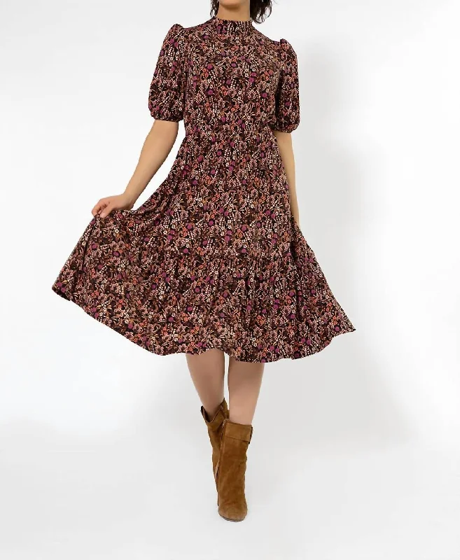 Miranda Dress In Willow Floral Cherry Mahogany