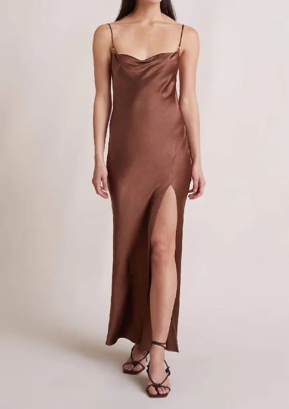 Deal Dash ashionable dressAnnika Cowl Maxi Dress In Chocolate