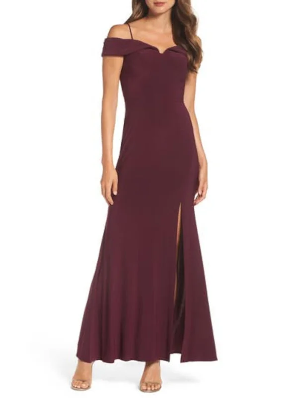 Last Chance MORGAN & CO Womens Short Sleeve Off Shoulder Maxi Evening Sheath Dress