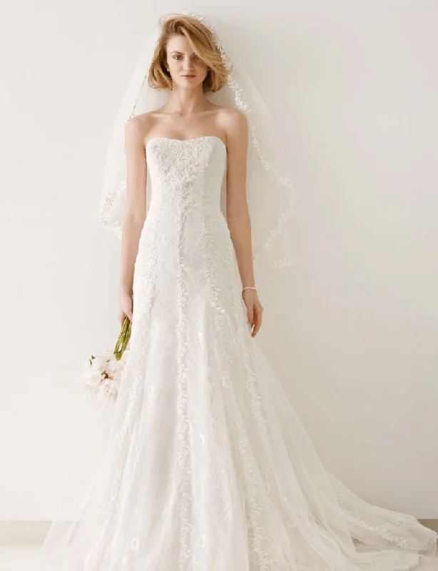 Instant Savings Melissa Sweet Tulle and Lace Gown with Overlay A-line Skirt Styl