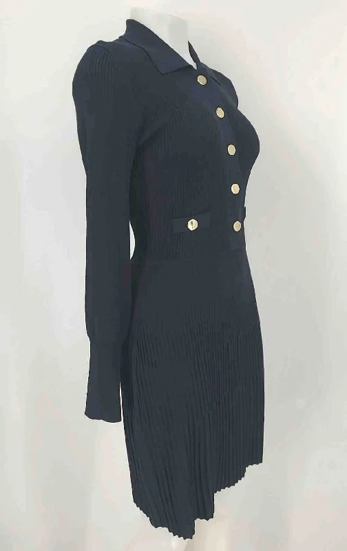 VERONICA BEARD Navy Goldtone Knit Knit Longsleeve Size SMALL (S) Dress