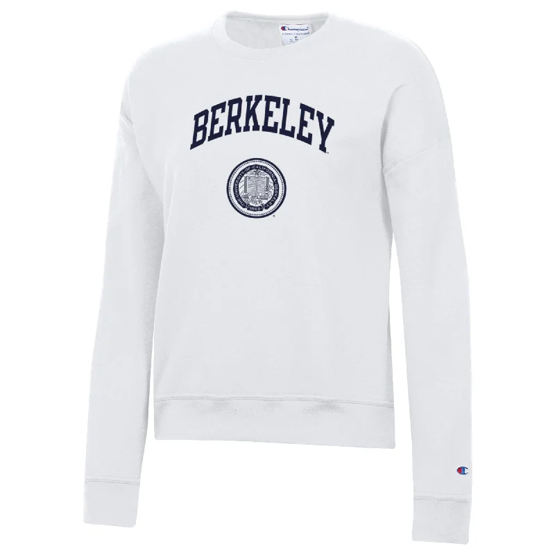 U.C. Berkeley arch & seal women's Champion crew-Neck sweatshirt-White