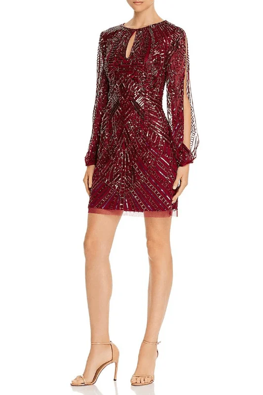 Super Sale trendy wrap dressAidan Mattox Short Sequins Cocktail Dress MD1E204650