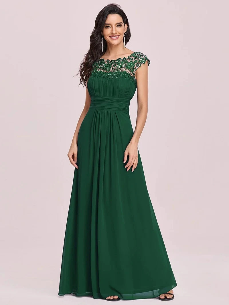 Dark O-Neck Sleeveless Floor-Length Gown