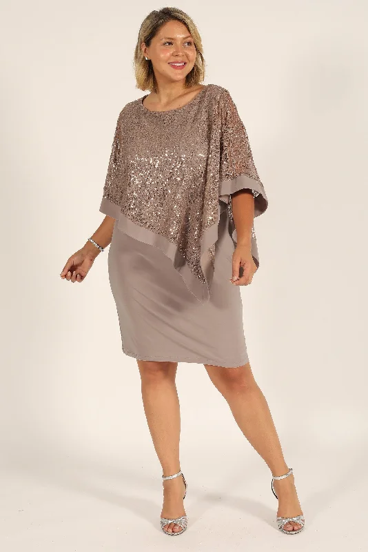 Blowout Sale chic shift dressR&M Richards 8749P Short Petite Lace Poncho Dress
