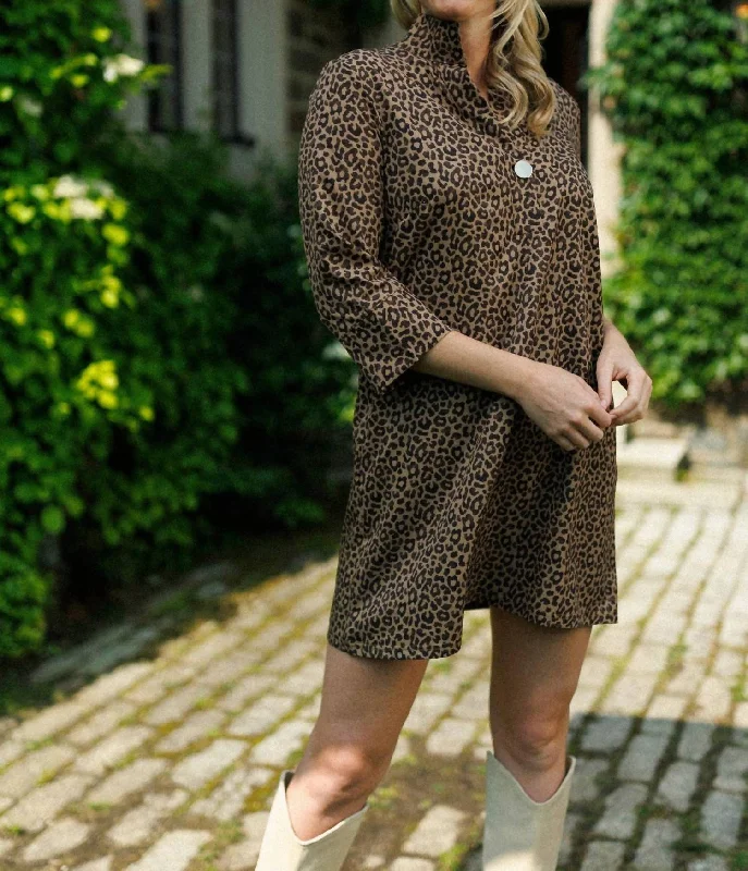 Sophia Dress In Coffee Jungle Print