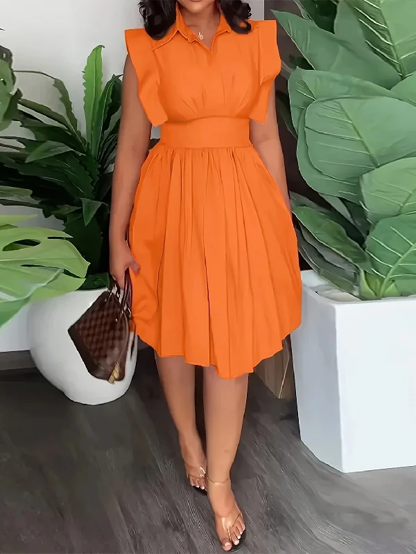Price Break wrap dressPlus Size Ruffled Collared Neck Cap Sleeve Dress