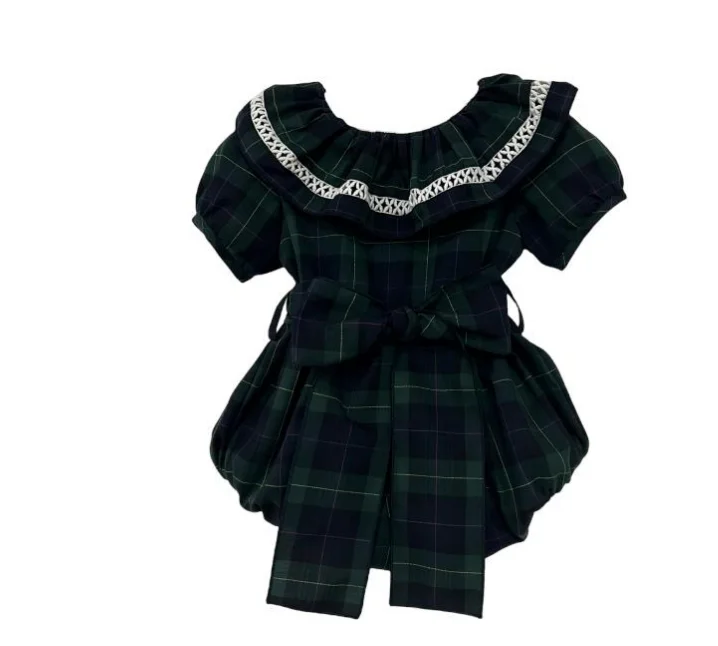 Price Cut mini dressGreen Tartan Plaid Romper