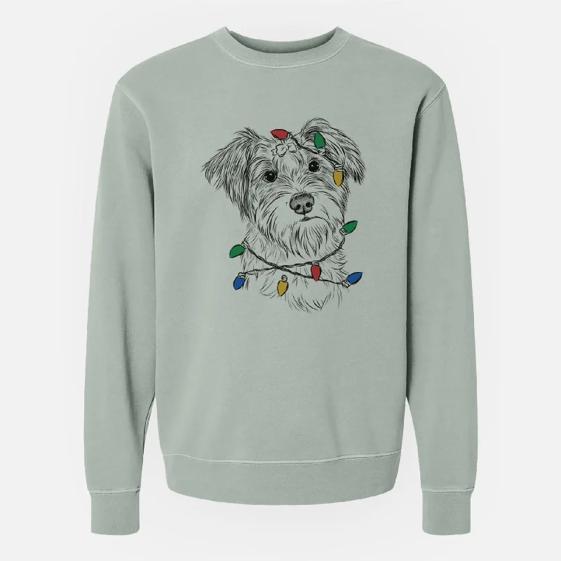 Seasonal Clearance sleek sports hoodieChristmas Lights Birdee the Schnauzer Mix - Unisex Pigment Dyed Crew Sweatshirt Seasonal Clearance sleek sports hoodieChristmas Lights Birdee the Schnauzer Mix - Unisex Pigment Dyed Crew Sweatshirt