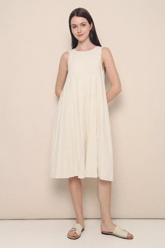 Limited Time Veda Wide Pleat Midi Dress Malt