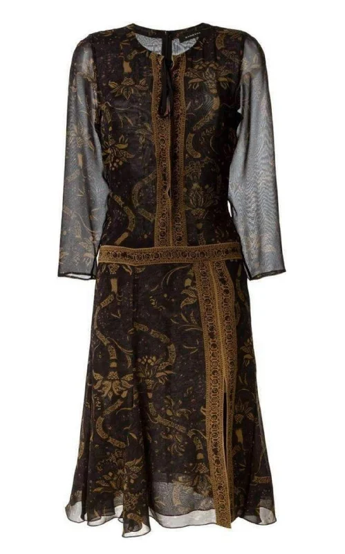 Clearance Sale velvet dressFloral Paisley Print Silk Midi Dress