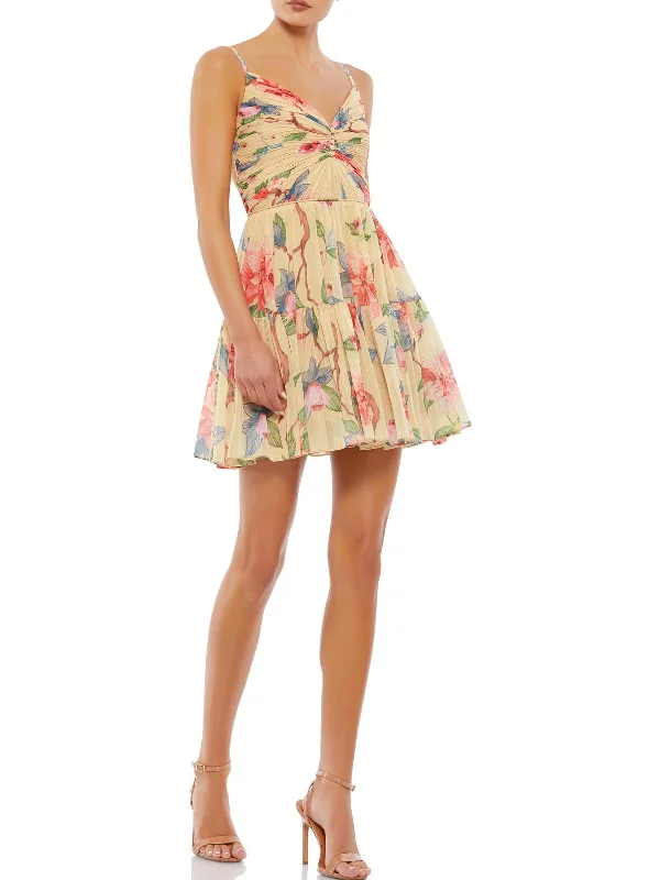 Stock Clearance form-fitting dressWomens Floral Print Short Mini Dress