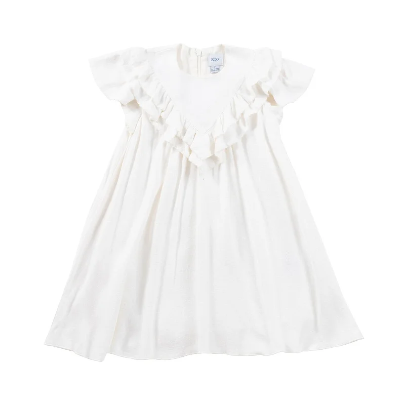 Linen white ruffle dress by Kipp