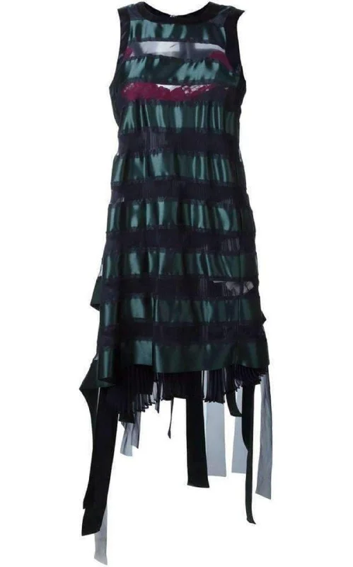 YEAR-End Clearance high-waisted dressTransparent Stripe Panel Dress
