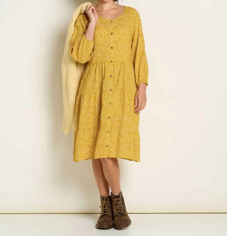 Manzana Tiered Long Sleeve Dress In Pike Ditsy Print