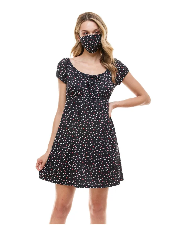 Exclusive Online Offer BEBOP Womens Tie Pouf Scoop Neck Short Baby Doll Dress
