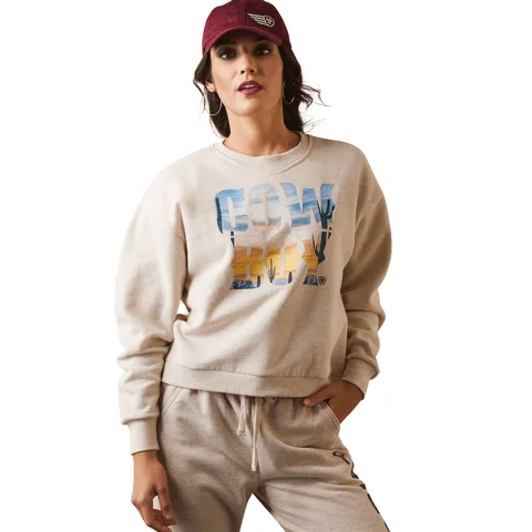 Limited Quantity cozy wool-blend coatAriat Women's Cowboy Crew Oatmeal Heather Sweater 10043660 Limited Quantity cozy wool-blend coatAriat Women's Cowboy Crew Oatmeal Heather Sweater 10043660