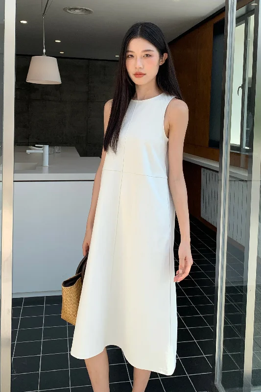 Steals and Deals Lilit Shift Midi Dress Ecru (Restock)