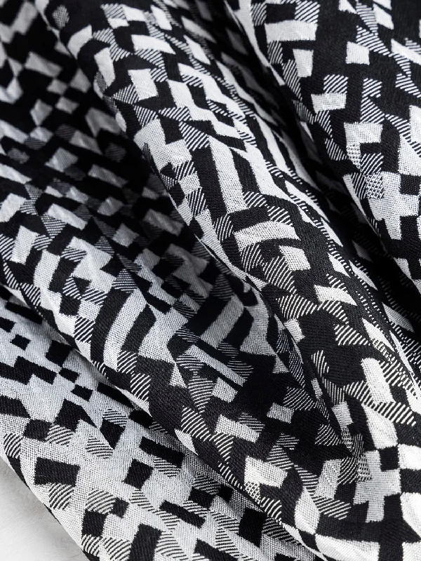 Metallic Geo Squares Jacquard - Silver + Black