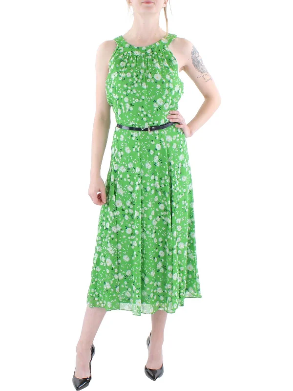 Deal Frenzy comfy dressWomens Chiffon Floral Print Fit & Flare Dress