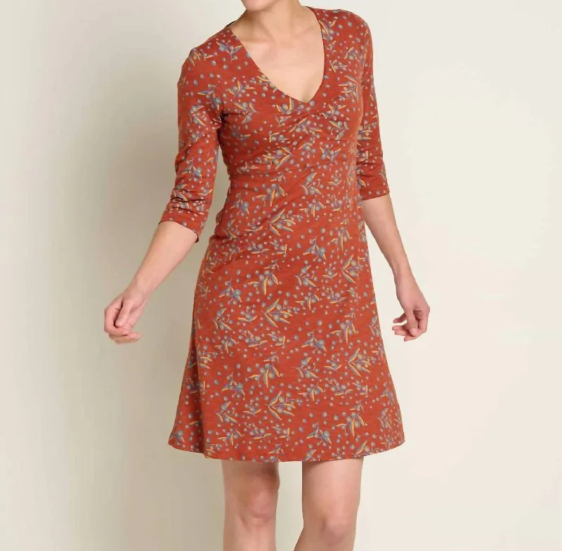 Rosalinda Dress In Cinnamon Seedpod Print