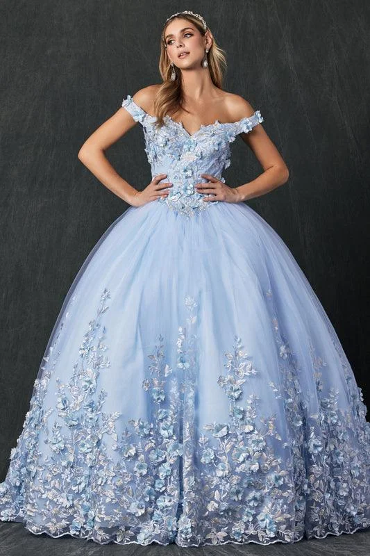 Daily Deals classic fit-and-flare dressLong Quinceanera Off Shoulder Floral Ball Gown