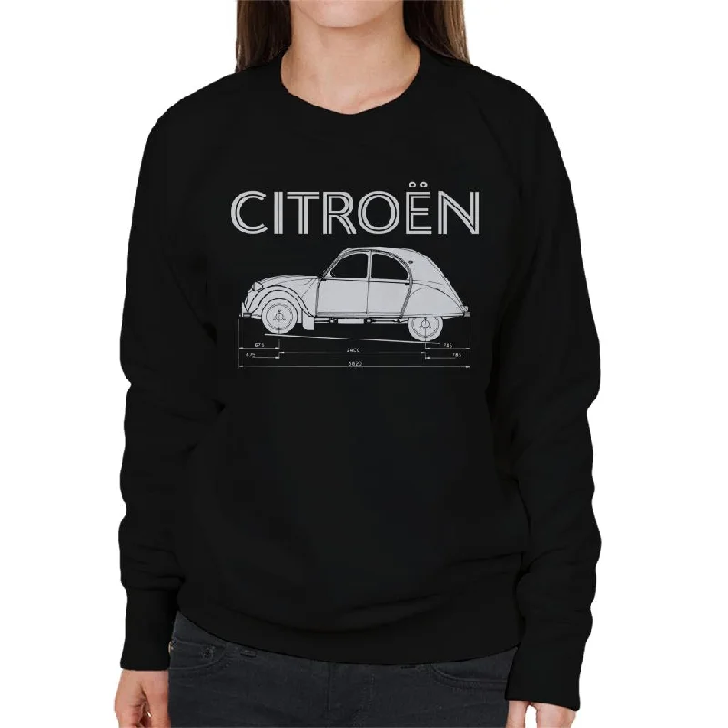 Mega Deal soft gym hoodieCitroën 2CV Dimensions White Diagram Women's Sweatshirt