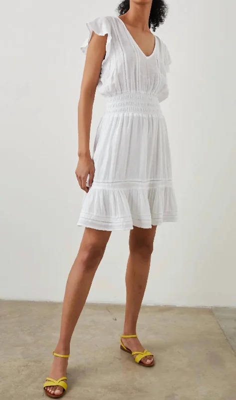 Tara Dress In White Lace Detail