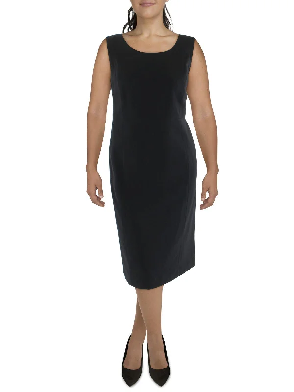 Plus Womens Knit Sleeveless Shift Dress