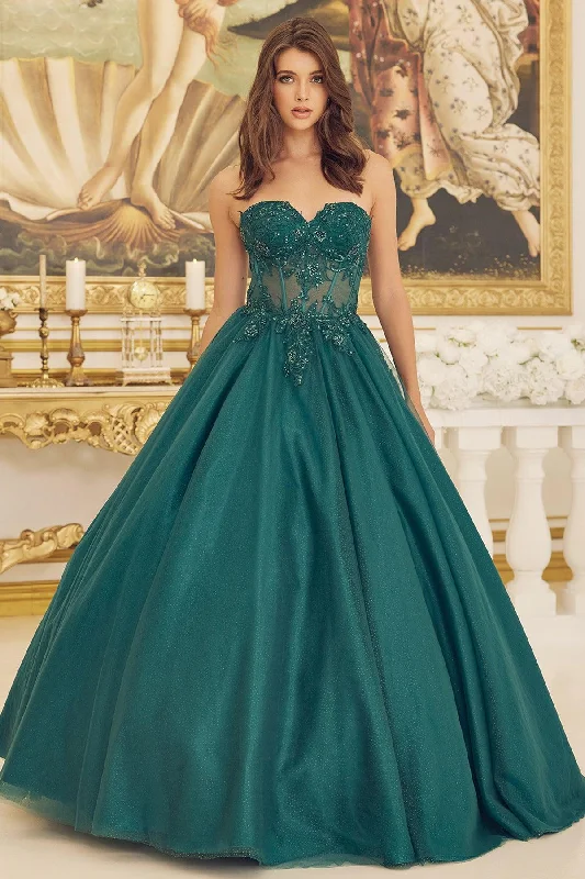 Midnight Madness summer floral dressNox Anabel CU1194 Long Strapless Quinceanera Dress Ball Gown