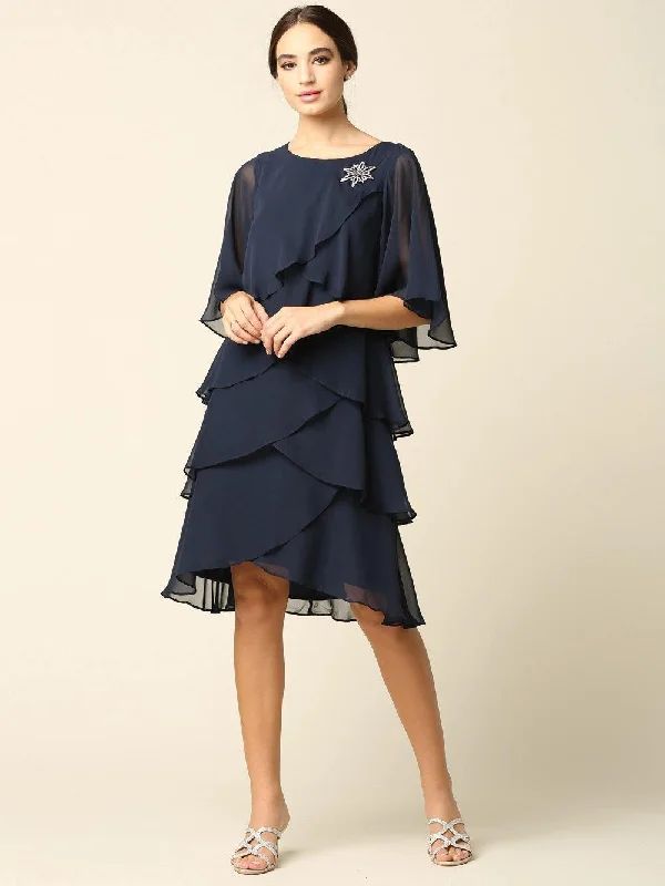 Loyalty Reward pleated maxi dressShort Mother of the Bride Chiffon Cocktail Dress