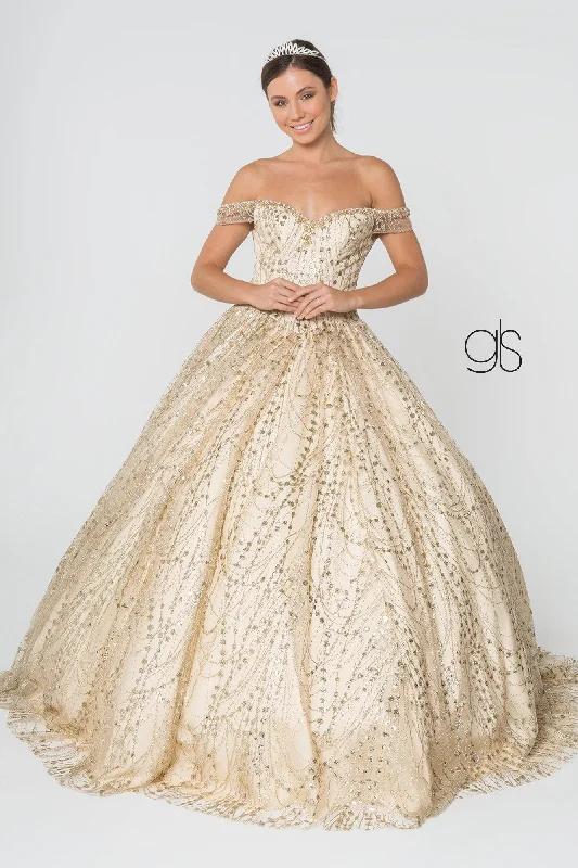 Super Sale v-neck dressLong Glitter Mesh Quinceanera Dress