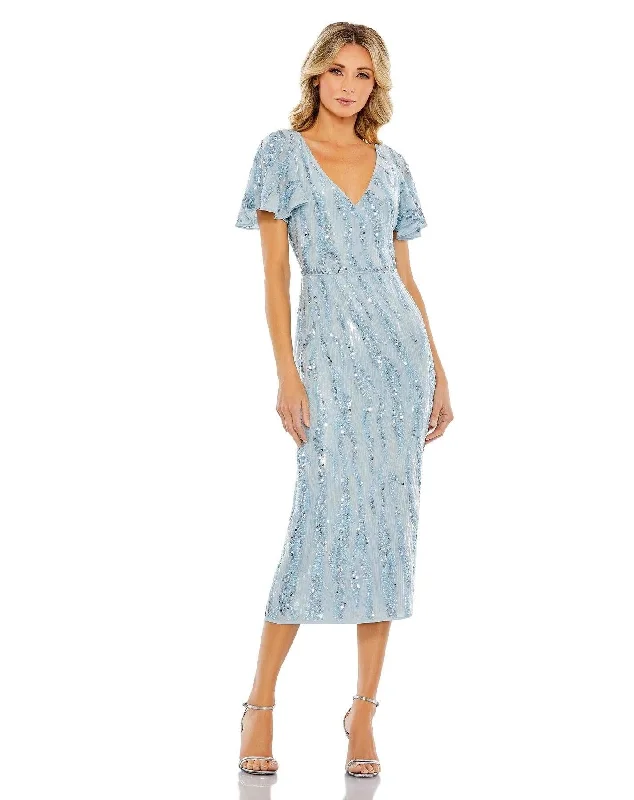 Low Prices trendy wrap dressMac Duggal 93591 Short Mother of the Bride Dress