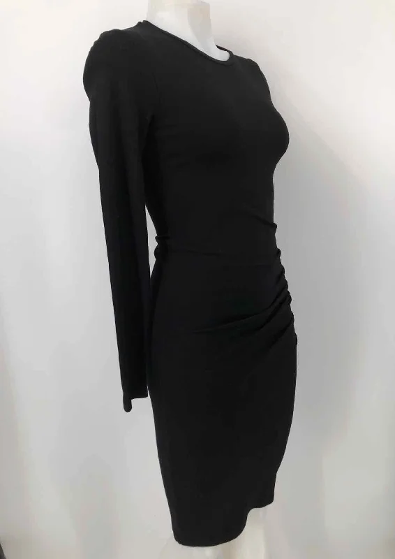 L.K. BENNETT Black Gathered Longsleeve Size 2  (XS) Dress