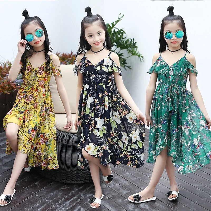 Girls Dress Bohemian Summer Kids Dresses For Girls Casual Girls Beach Sundress Teenage Kids Teen Clothes 6 8 10 12 14 Year