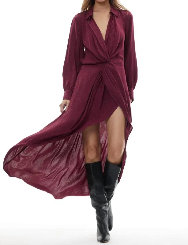 Take Advantage satin dressSiren Shirt Dress In Dark Cherry