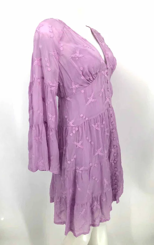 JOHNNY WAS Lilac Embroidered Longsleeve Size XXS  (XS) Dress