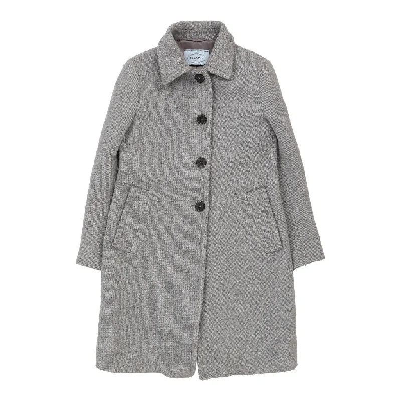 Big Savings cozy fleece coatPrada Trench Coat - Large Grey Wool Blend