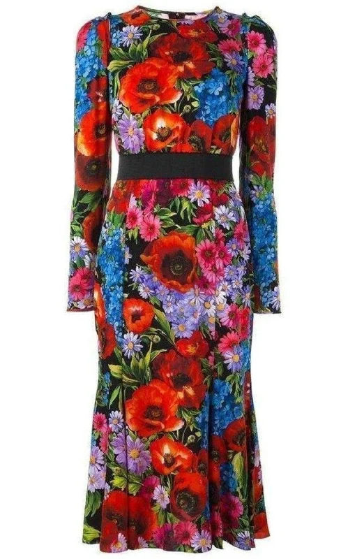 Extra Discounts party dressFloral Print Silk Dress