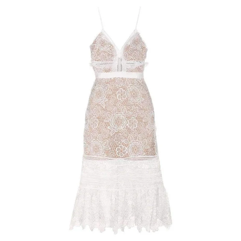 Today’s Deal cocktail dressWhite Floral Lace Midi Dress