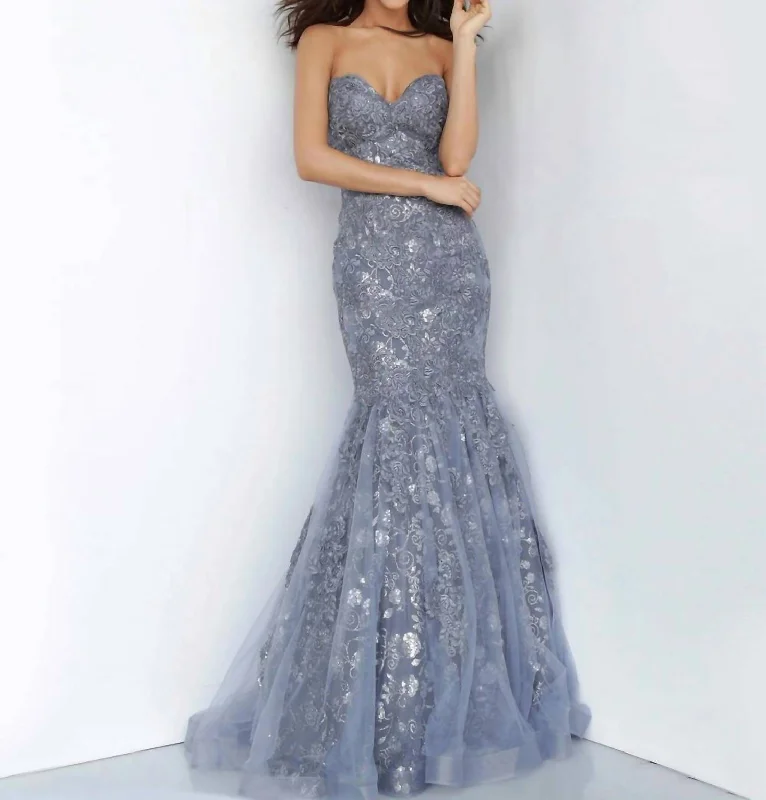 Deal Explosion chic dressLong Mermaid Prom Dress In Grey