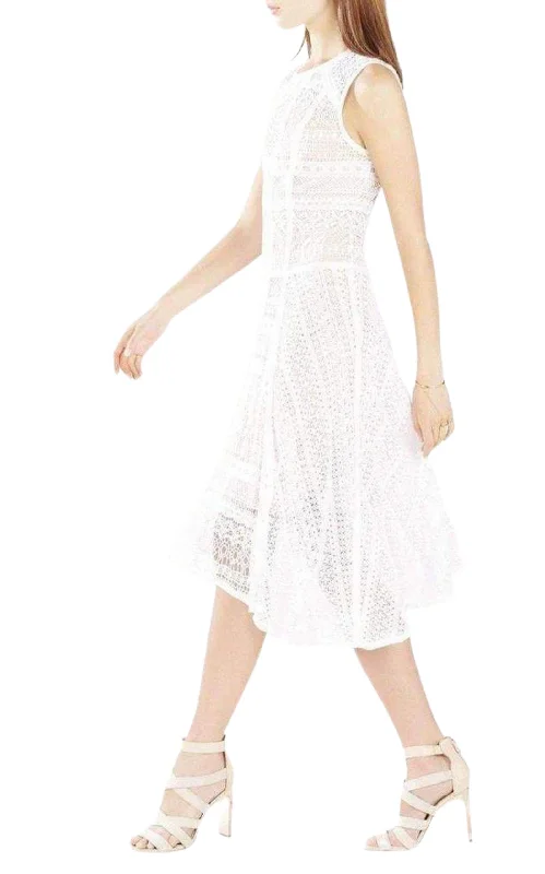 Deep Discounts statement dressClaudette Lace Blocked Scarf Hem Dress