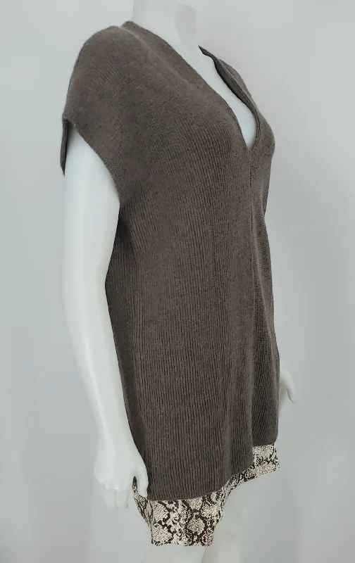 BAILEY 44 Mocha Beige Leather Contrast Reptile Trim Mini Size MEDIUM (M) Dress