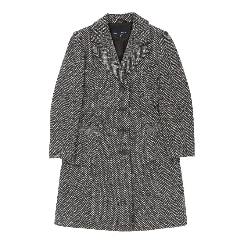 Weekend Deal fashion coat with hoodLes Copains Trench Coat - Large Grey Wool Blend