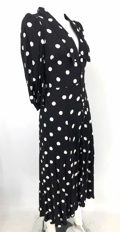 REFORMATION Black White Polka Dot Short Sleeves Size SMALL (S) Dress