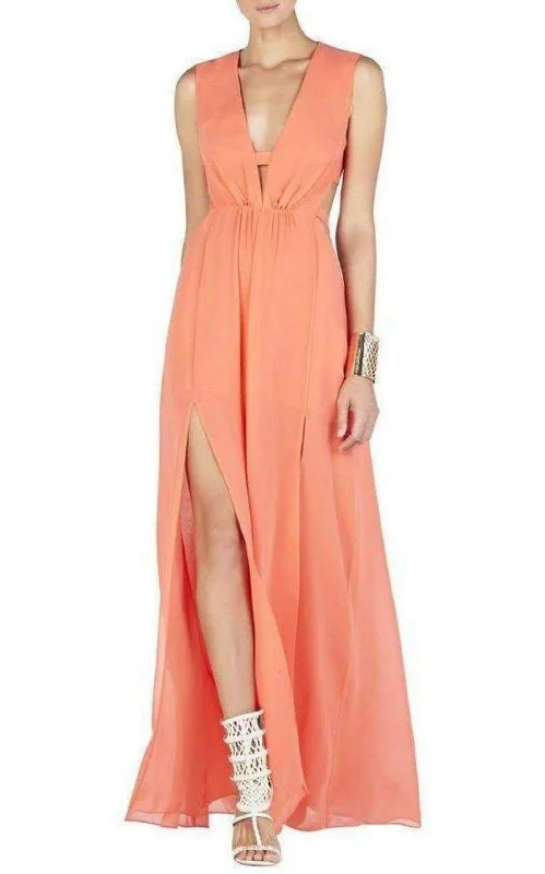 Price Drop Alert long-sleeve floral dressPlunging V-Neck Cutout Gown